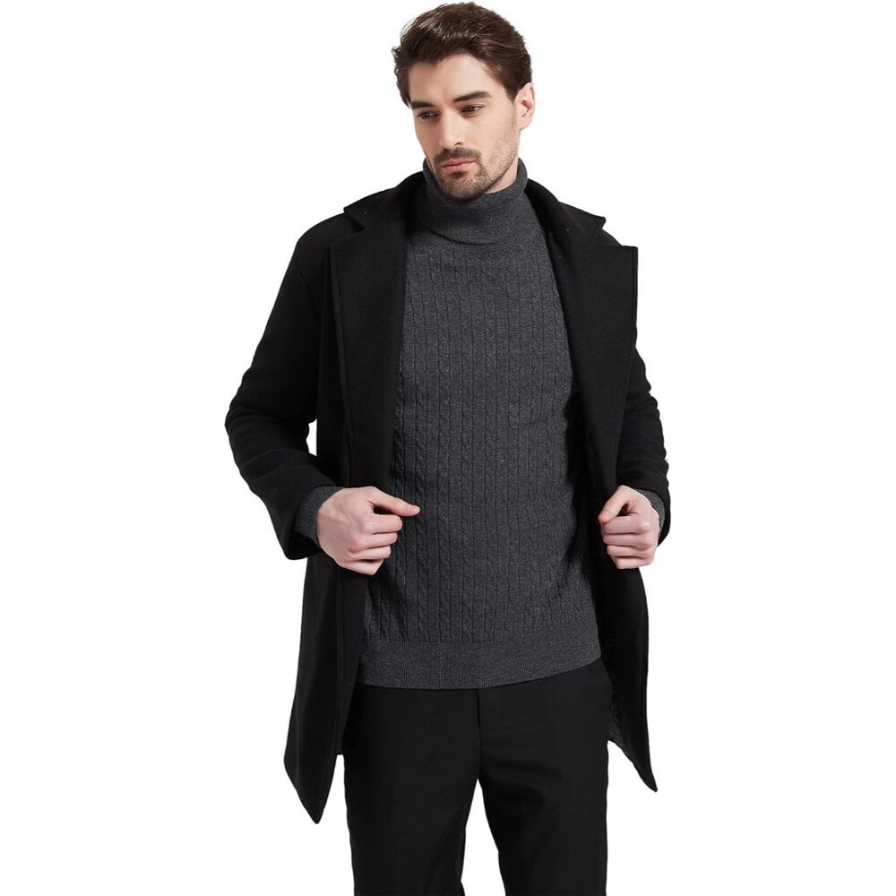 Men's Turtle Neck Pullover Wool Blend Lightweight… - image 6